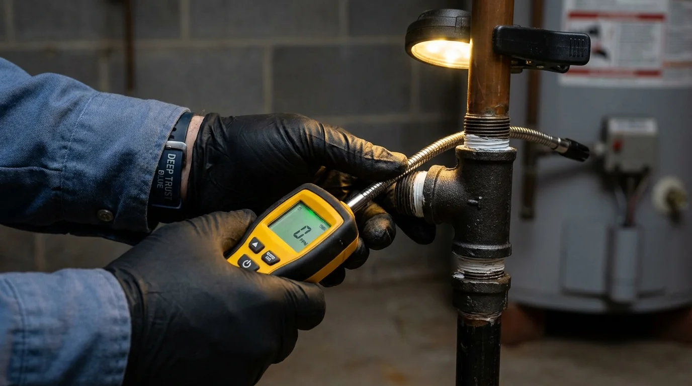 Gas leak detection with electronic sniffer by Johns Plumbing LLC in Wallingford